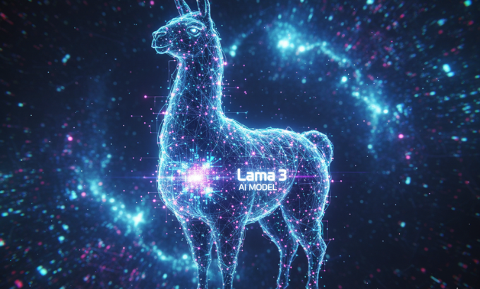 Conceptual visualization of Meta’s Llama 3 AI model powering Meta AI