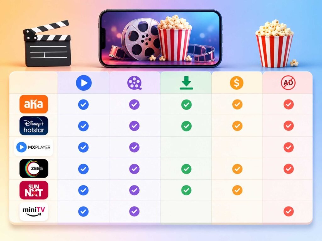 How do these Telugu movie apps compare side by side?