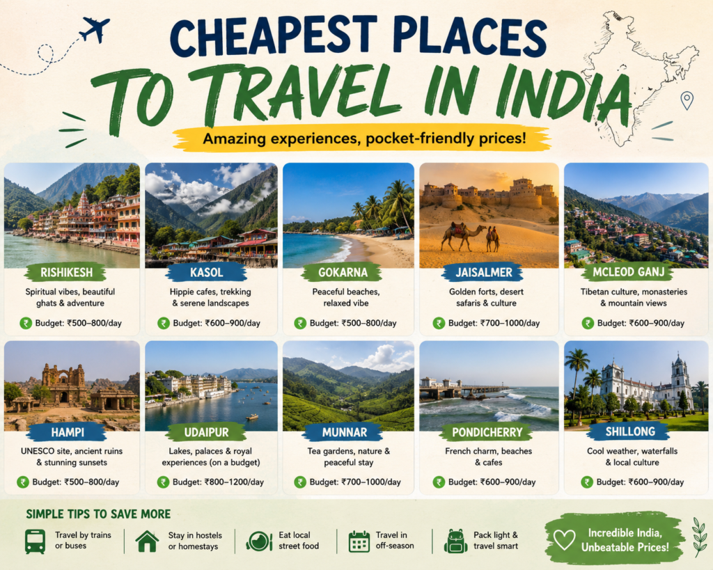 Cheapest places to travel in India