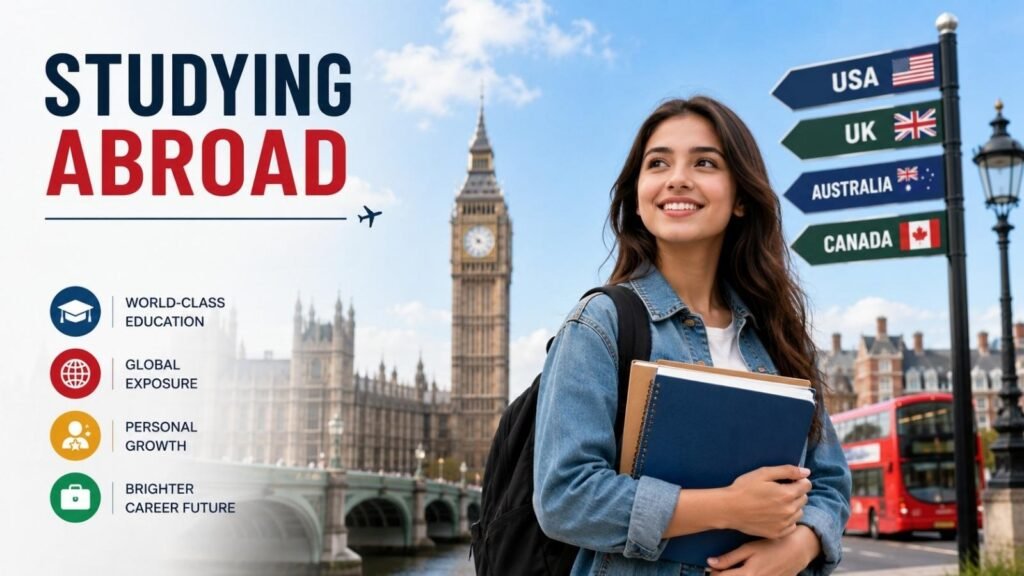 Studying Abroad guide highlighting international education, global opportunities and career growth