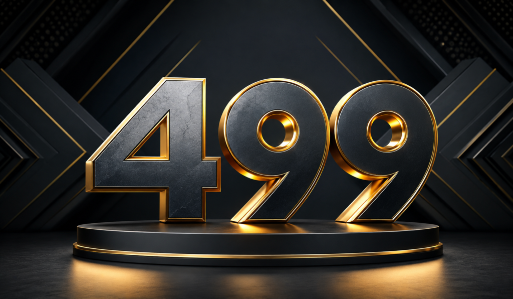 Number 499 displayed with mathematical formulas and prime number concept