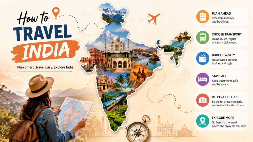 How to Travel India with a backpacker boarding an Indian train