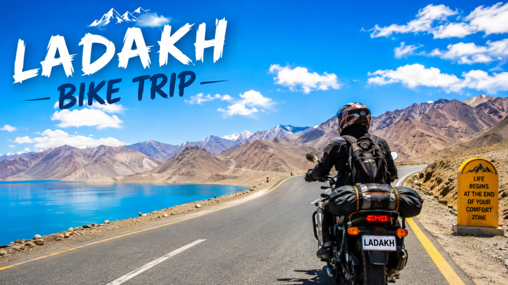 Ladakh Bike Trip rider crossing a high mountain pass on the Manali Leh Highway