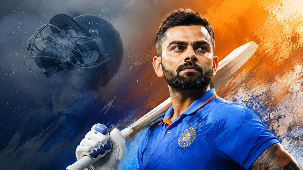 Virat Kohli celebrating after scoring a century for India