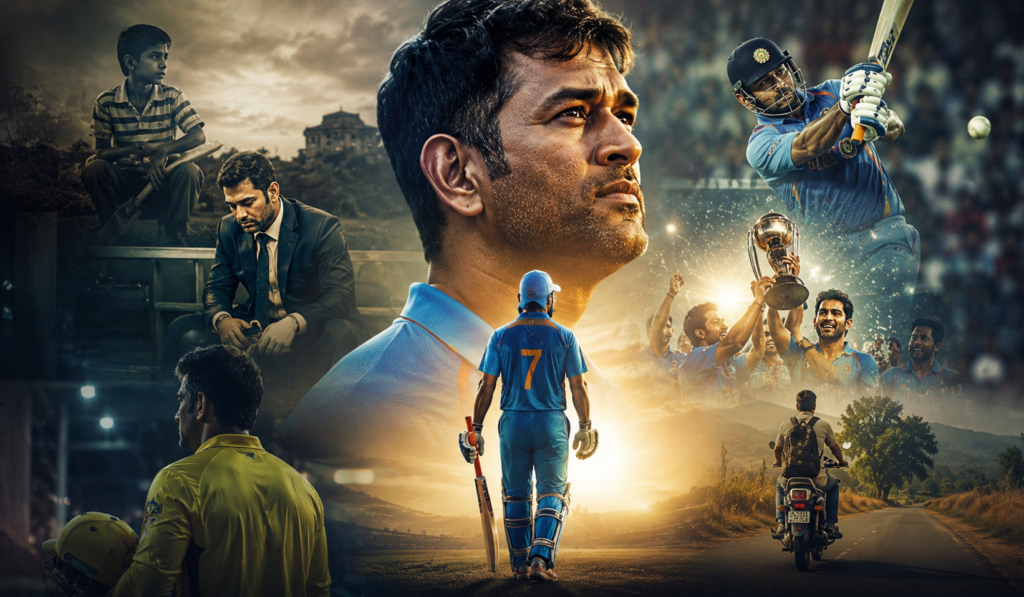 MS Dhoni The Untold Story showing Dhoni celebrating India's World Cup victory
